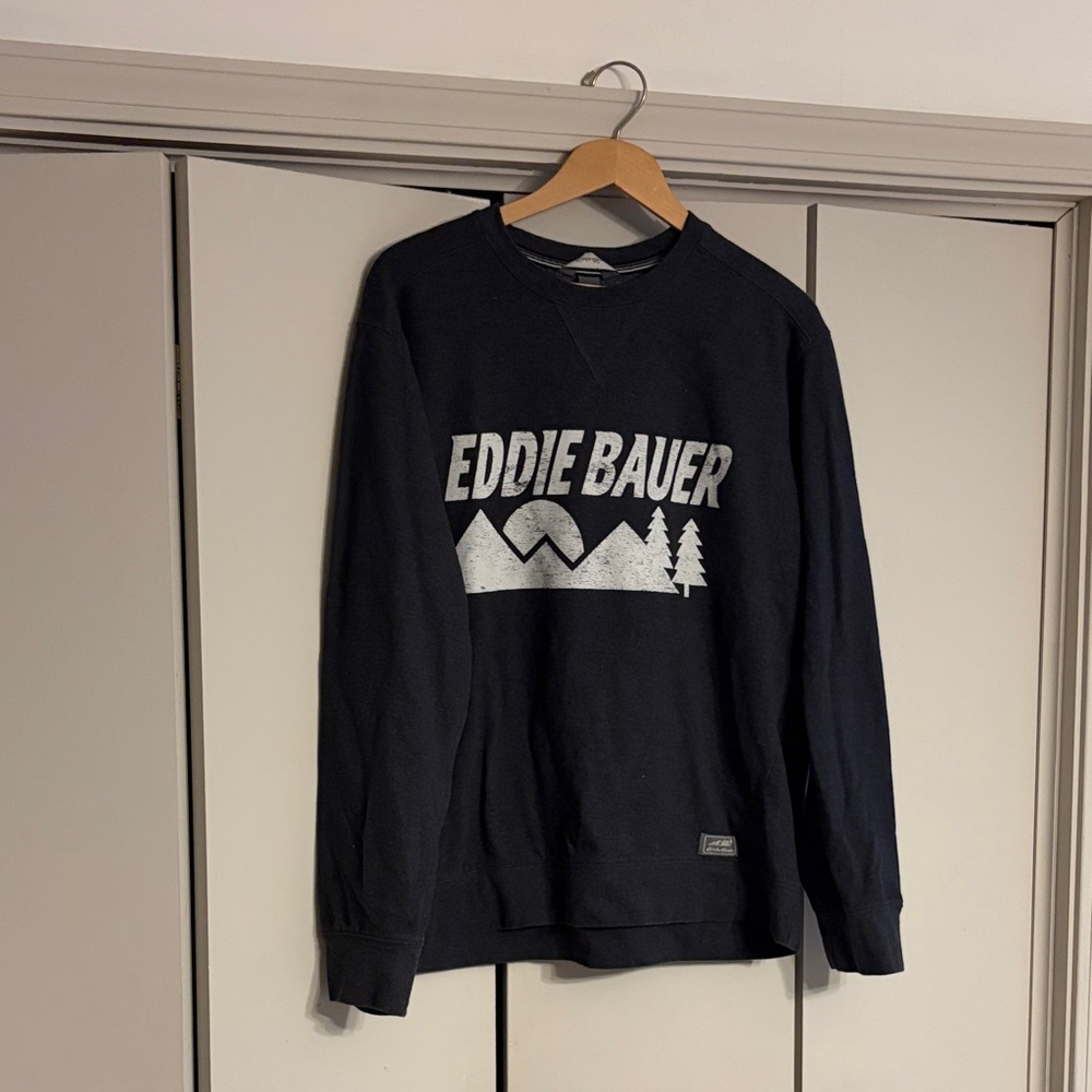 Eddie Bauer Navy Crewneck Sweatshirt with White Logo